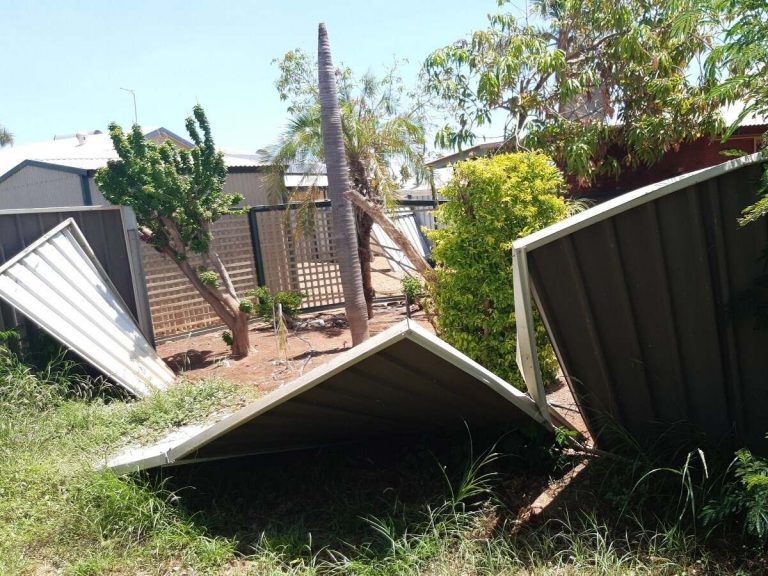 Fence damage as a result of Cyclone Damien.